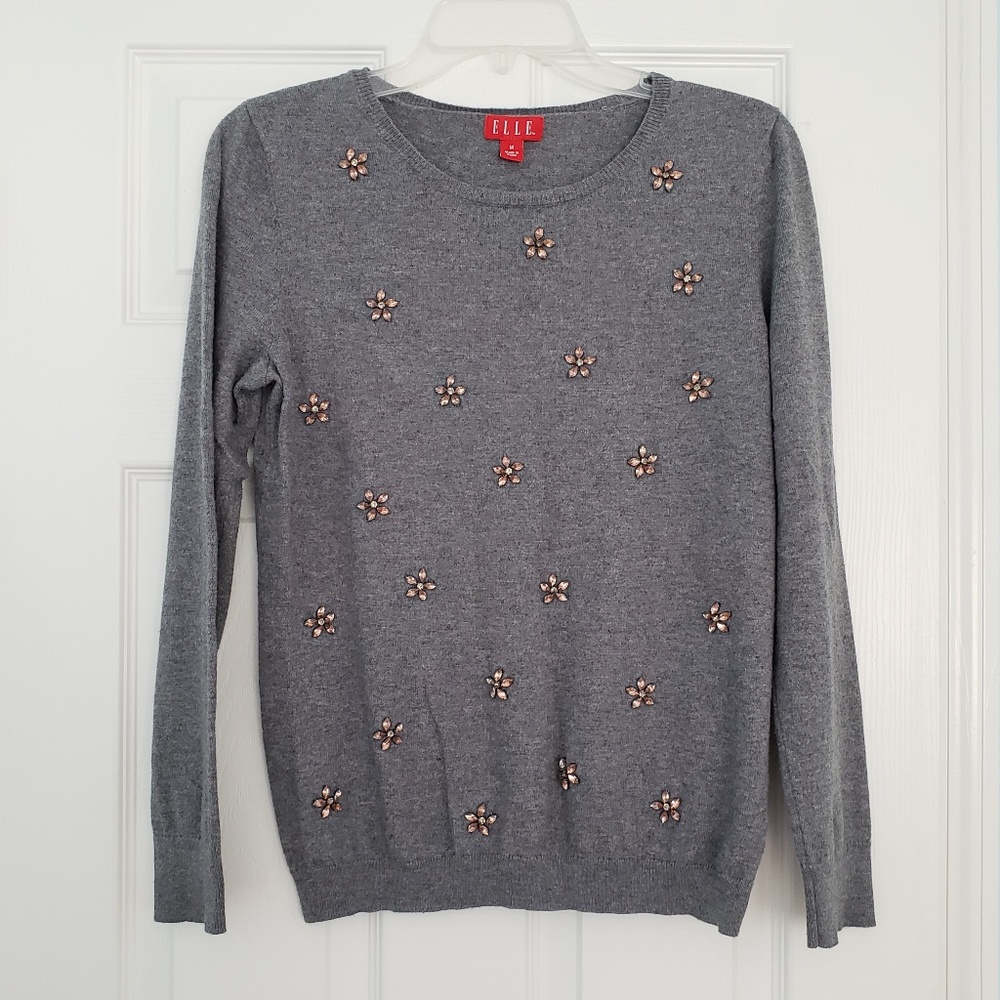 Elle▪Grey sweater with beautiful beading